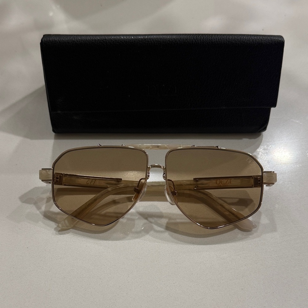 DEZI Tan Frame Sunglasses with Brown Lenses